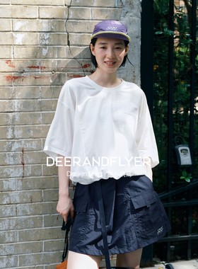 鹿与飞鸟＜SSS系列＞“黑巧冰沙”轻量连身袖圆领早秋中袖T恤6862