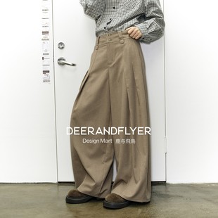裤 磨毛绒感TR高密斜纹褶裥两色休闲西装 7054 石墨燕麦 鹿与飞鸟