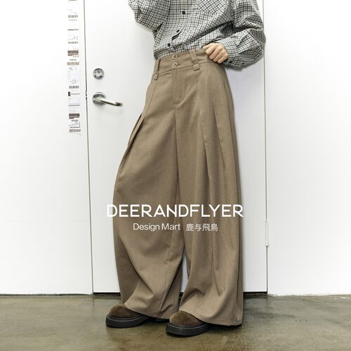 磨毛绒感TR高密斜纹褶裥西装裤