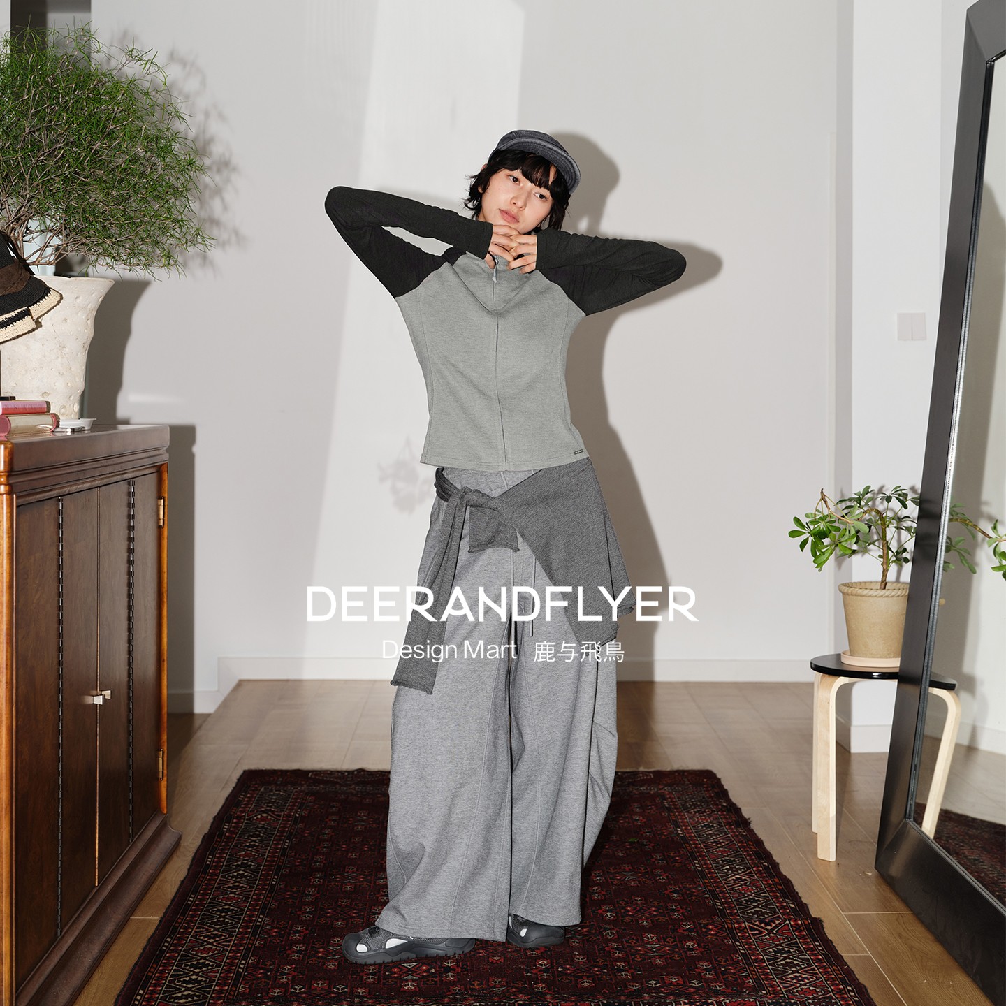 磨毛弹力插肩长袖连帽拉链针织衫