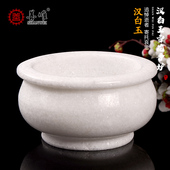 灵堂石头香炉小号汉白玉祭祀墓地上供石雕大理石圆形家用殡葬用品