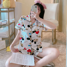夏季纯棉短袖短裤女学生米老鼠睡衣1