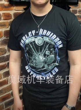 24708现货L魔域机车美国哈雷发动机T恤进口