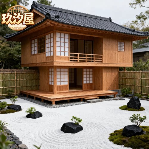 日式禅房茶室木屋户外庭院定制房