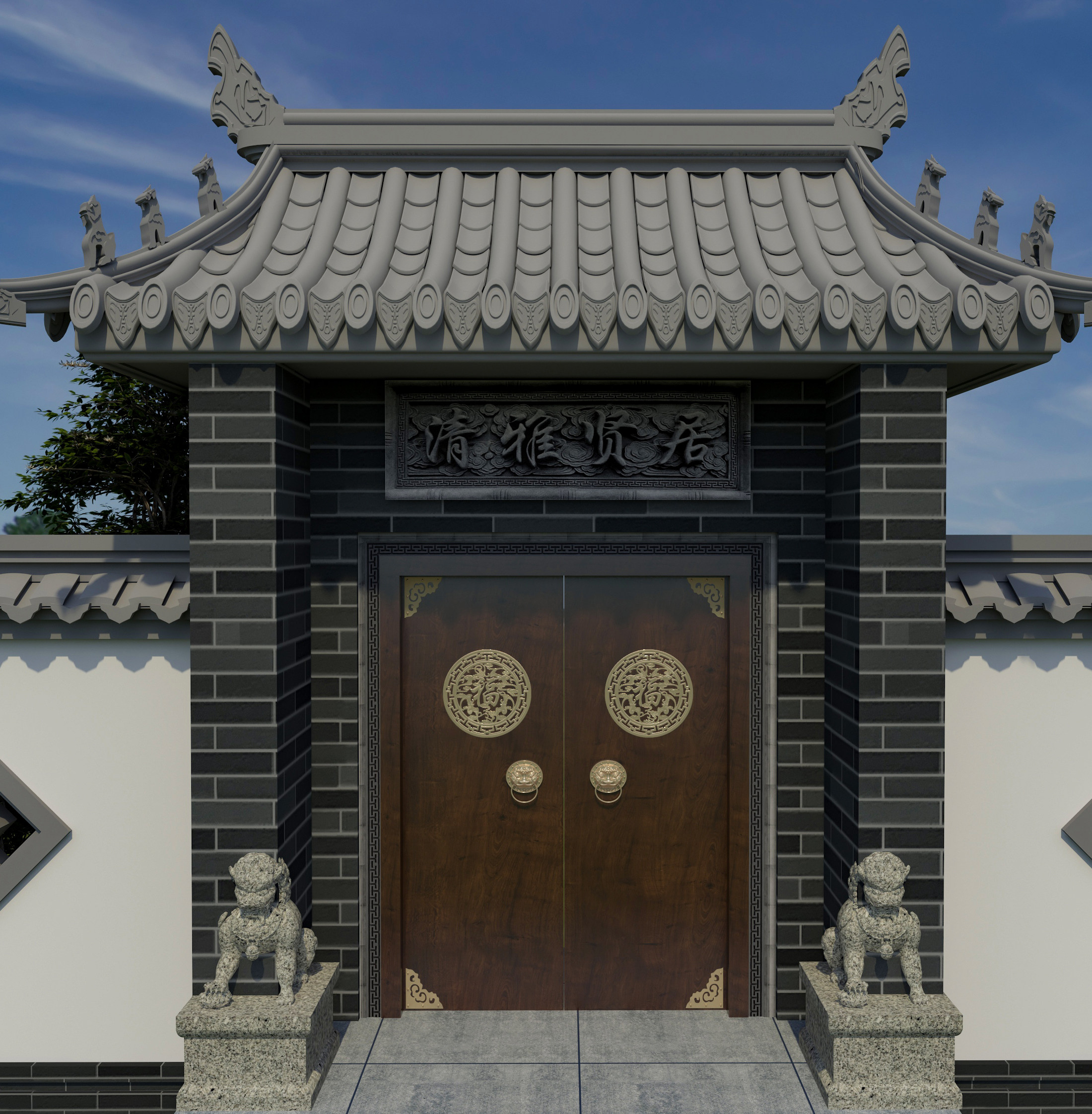 实木中式别墅大门民宿双开院门现代花园实木门庭院仿古门