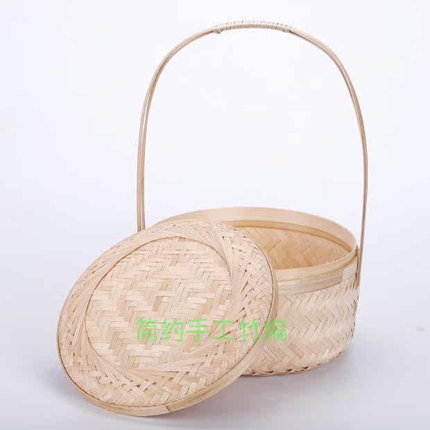 中秋月饼竹编手提篮普洱茶盒茶叶包装竹编食品包装存茶篓特色礼盒