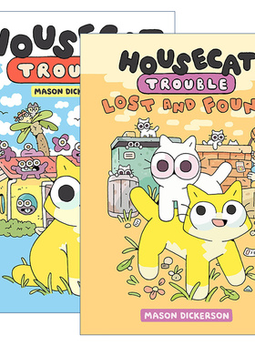 Housecat Trouble 家猫的麻烦系列2册 精装 图像式漫画 儿童全彩幽默爆笑绘本图画书