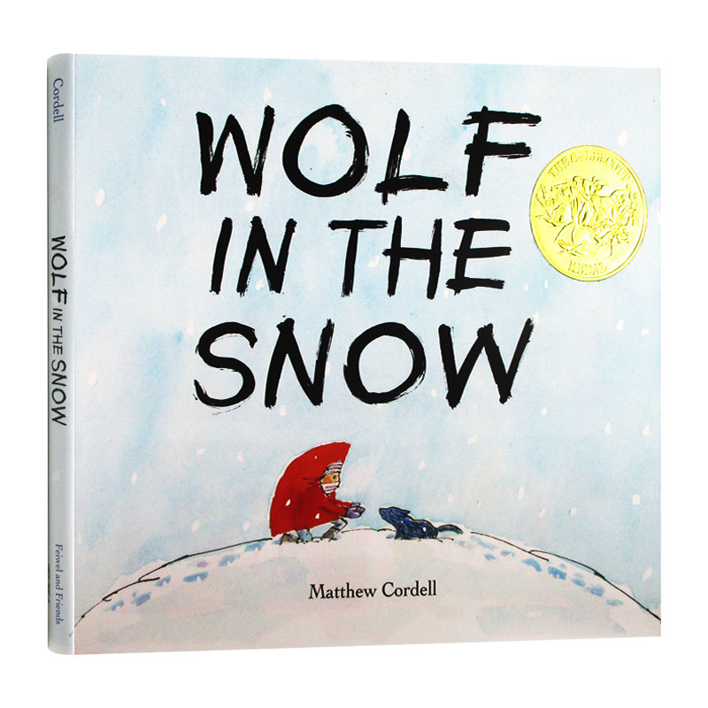 我遇见了一只小灰狼 精装 Wolf in the Snow 雪地里的狼 2018年凯迪克金奖 英文原版儿童英语绘本 进口英语书籍