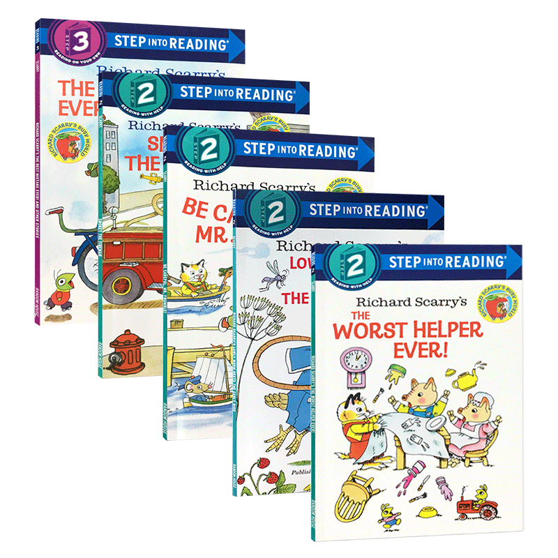 美国兰登经典分级读物 斯凯瑞系列5册 Step into Reading Richard Scarry 英文原版儿童绘本 进口童书