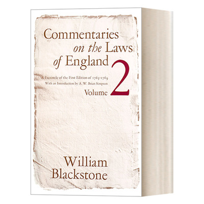 英文原版 Commentaries on the Laws of England  Volume 2 英国法释义 卷二 William Blackstone 英文版 进口英语原版书籍