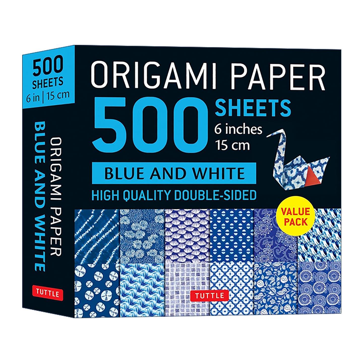 英文原版 Origami Paper 500 sheets Blue & White 6" 15 cm 日本蓝白染付图案双面折纸500张 Tuttle Publishing 进口英语原版书籍