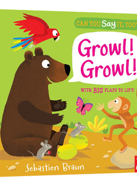 森林动物 你也可以这样说吗系列纸板书 Can You Say It Too Growl Growl 英文原版幼儿英语启蒙翻翻书 进口绘本书籍