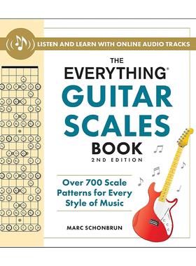 英文原版 Everything Guitar Scales Book 吉他音阶百科全书 第2版 涵盖所有音乐风格的700多种音阶指型 含在线资源 英文版