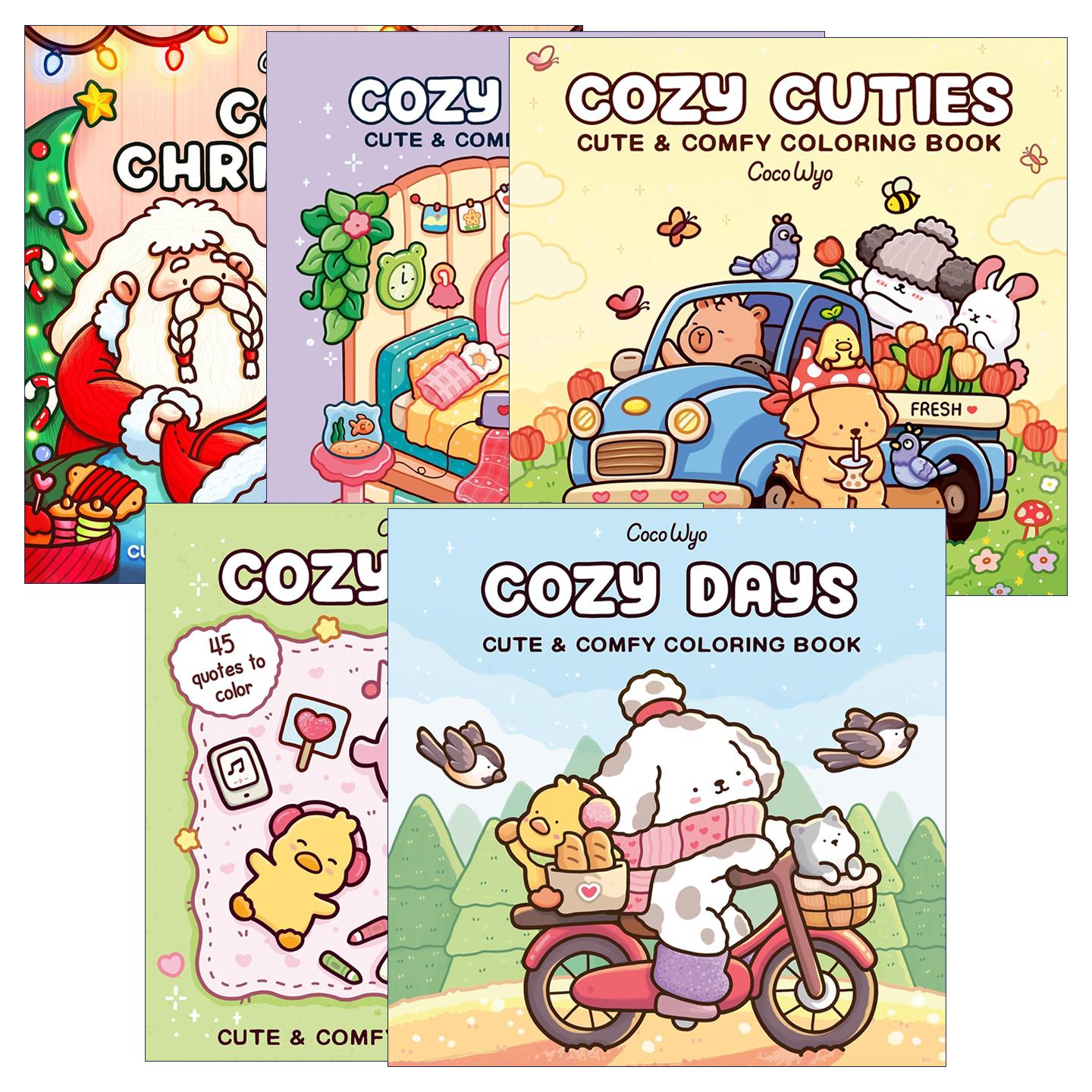 英文原版 Cozy Spaces Coloring 舒适的填色系列5册 适合成人与儿童的填色着色书 英文版 进口英语原版书籍