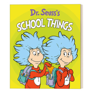 进口英语书籍 英文版 儿童英语启蒙早教纸板书 Dr. Seuss 撕不烂 Things School 猫主角 英文原版 苏斯博士学校 帽子里 东西