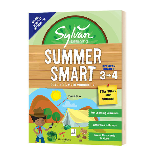 暑假阅读数学技巧练习册3-4年级 英文原版 Sylvan Summer Smart Workbook 3 4 英文版 进口原版英语书籍