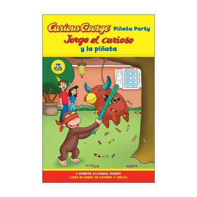 英文原版 Jorge el curioso y la pinata Curious George Pinata Party 皮纳塔派对 分级读物Level 1 西班牙语-英语 双语版