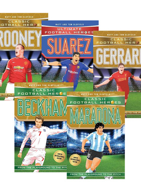 经典足球明星人物传记5册 Classic Football Heroes 贝克汉姆 马拉多纳 鲁尼 英文原版儿童励志章节小说读物 进口英语书籍