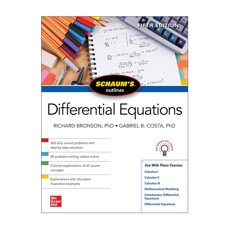 英文原版 Schaum's Outline of Differential Equations 全美经典学习指导系列  微分方程 第5版 英文版 进口英语原版书籍
