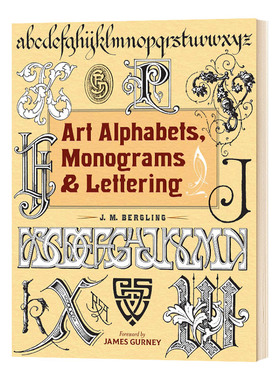 艺术字母 花押字和手写体 Art Alphabets Monograms and Lettering 英文原版设计类工具参考书籍
