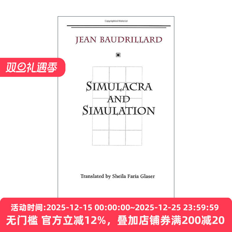 英文原版 Simulacra and Simulation 模仿和拟像 让·鲍德里亚 英文版 进口英语原版书籍