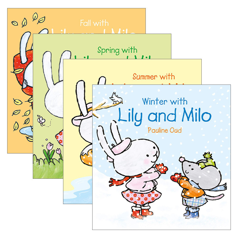 莉莉和米洛系列1-4册 精装 Lily and Milo 春天+夏天+秋天+冬天 英文原版儿童英语启蒙绘本 进口英语书籍