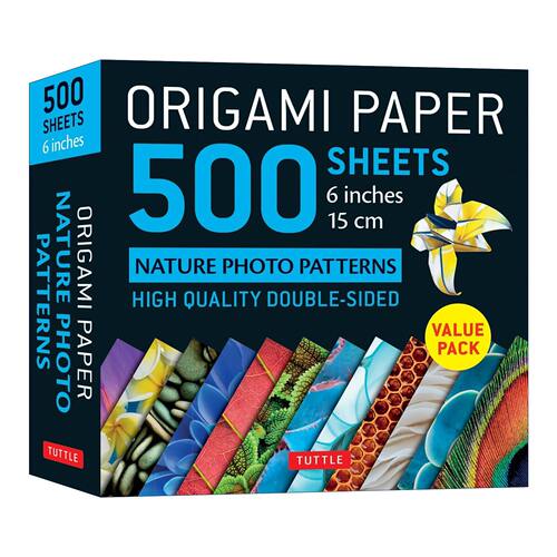 英文原版 Origami Paper 500 Sheets Nature Photo Patterns 6 15 CM 折纸500张 自然摄影图片 双面折纸 Tuttle Publishing 英文版