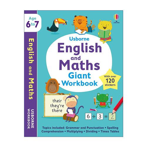 英文原版 Usborne English and Maths Giant Workbook 尤斯伯恩趣味学英语和数学 6-7岁 英文版 进口英语原版书籍