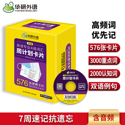 淘金英语专业四级词汇周计划卡片