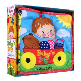 布书触摸书 Baby's Day Rag Cloth Book 英文原版宝宝学习玩乐亲子互动游戏书籍 Karen Katz 卡伦卡茨 进口英语书