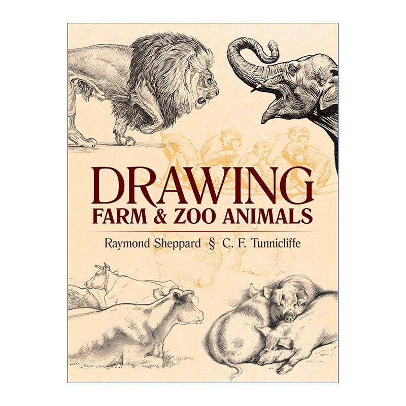 英文原版 Drawing Farm and Zoo Animals Dover Art Instruction 画农场和动物园的动物 美术绘画技巧指南 英文版 进口英语原版书