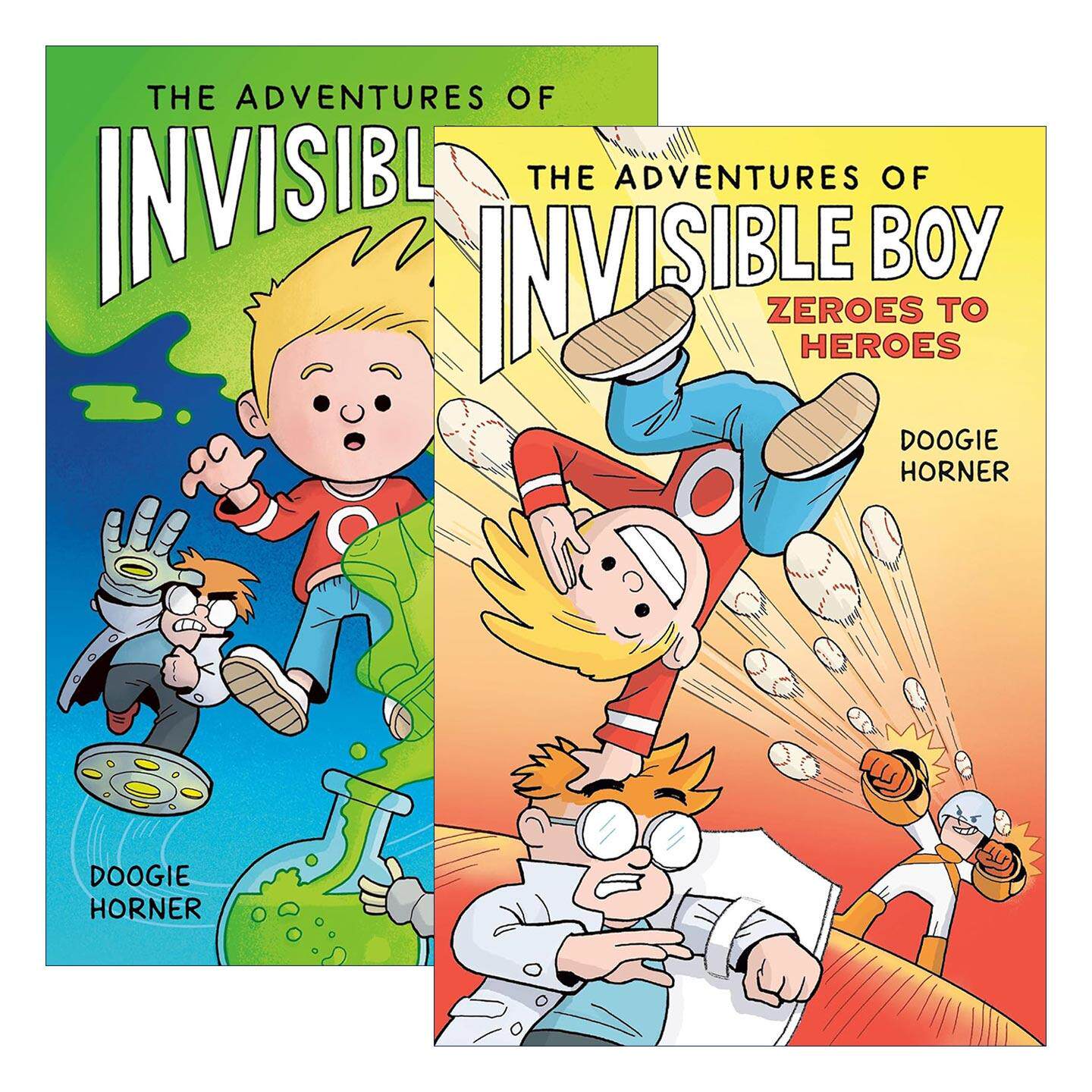 英文原版 The Adventures of Invisible Boy 隐形男孩历险记系列2册 儿童超级英雄漫画 名人小时候系列作者杜奇 霍纳 英文版进口书