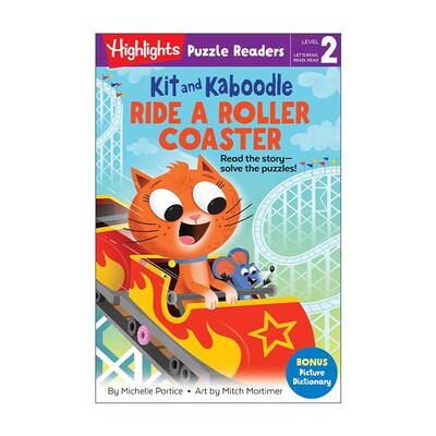 英文原版 Kit and Kaboodle Ride a Roller Coaster Highlights Puzzle Readers Level 2 猫咪与小鼠系列 坐过山车 故事与益智谜题