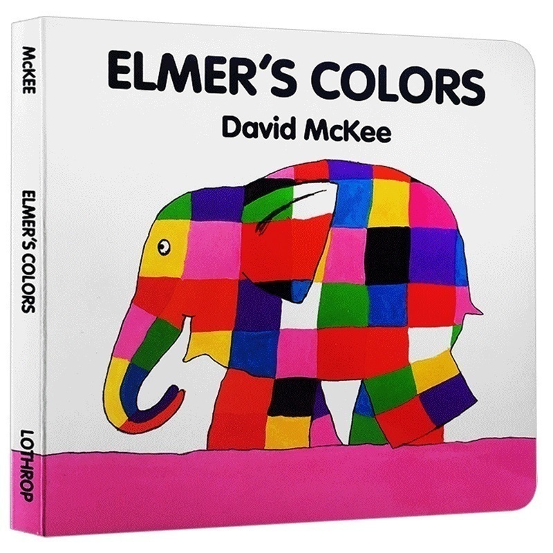 英文原版花格子大象艾玛认颜色