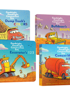 晚安工地上的车系列4册 纸板书 Goodnight Goodnight Construction Site ABC 123 Shapes Colors英文原版幼儿英语启蒙认知图画书