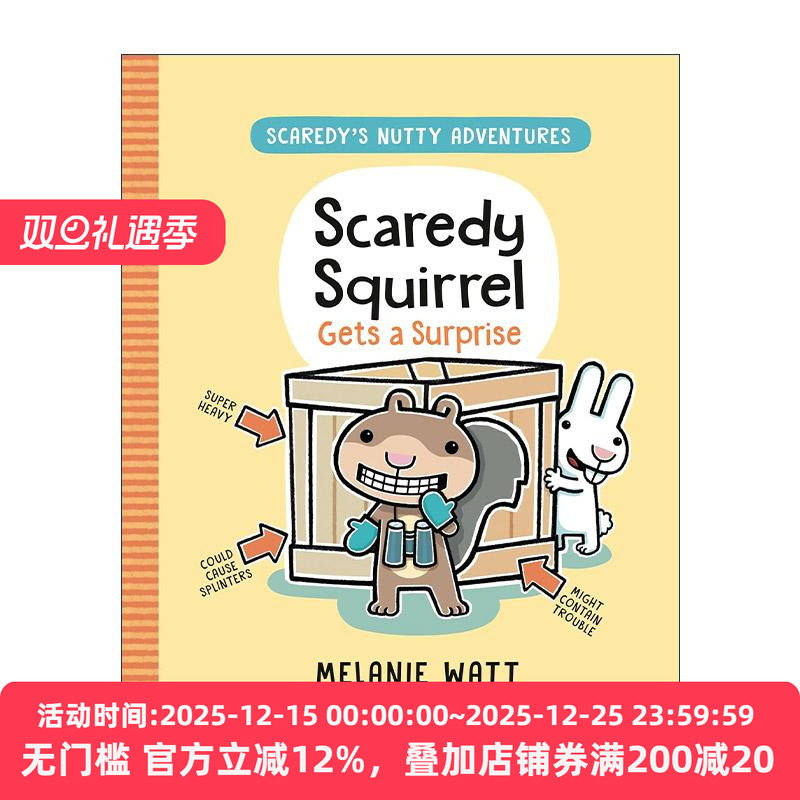 英文原版 Scaredy's Nutty Adventures 02 Scaredy Squirrel Gets a Surprise 松鼠小嘀咕疯狂冒险系列2 得到惊喜 儿童圣诞漫画