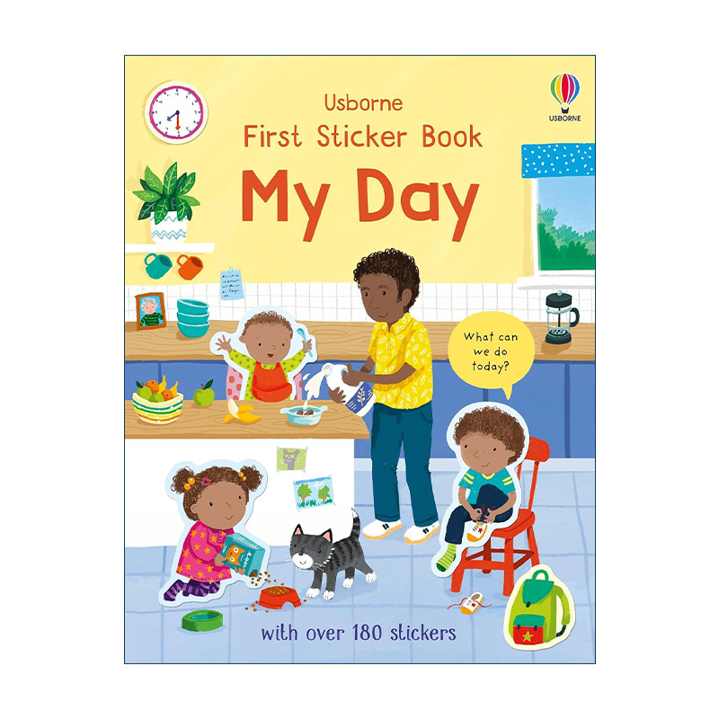 英文原版 Usborne First Sticker Book My Day 我的一天主题贴纸书 180多张贴纸 尤斯伯恩儿童启蒙认知益智游戏 进口英语原版书籍