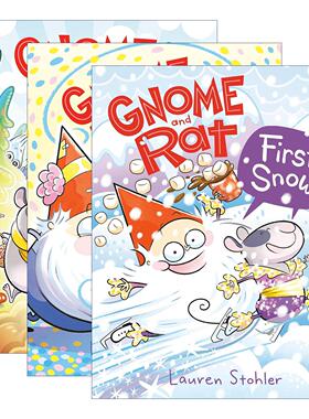 英文原版 Gnome and Rat 矮个子和老鼠3册 儿童全彩漫画绘本图画书 Lauren Stohler 精装 英文版 进口英语原版书籍