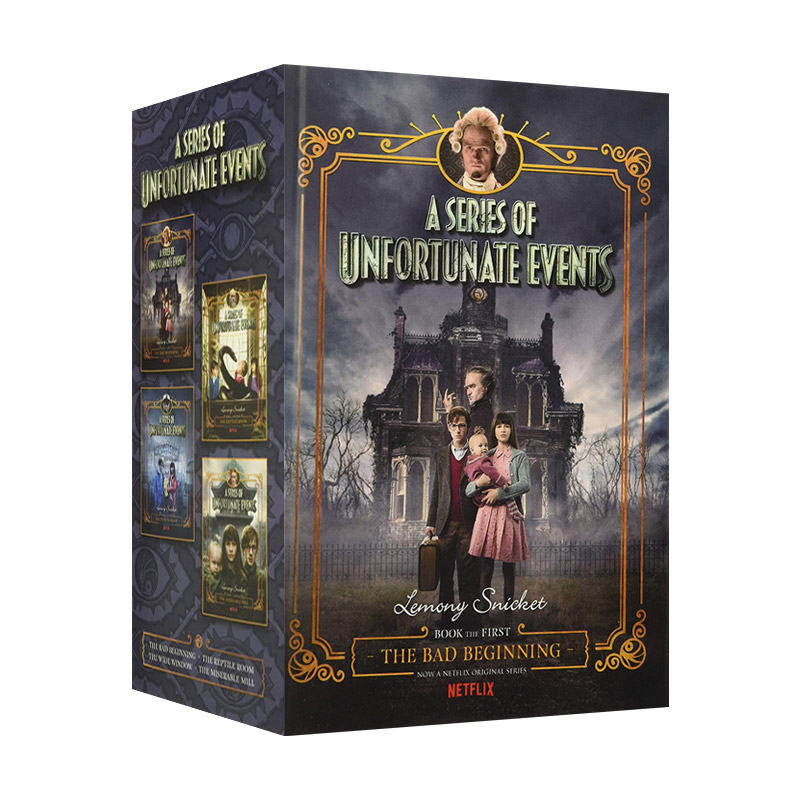 波特莱尔大冒险1-4册 盒装A Series of Unfortunate Events #1-4 Netflix Tie-in Box Set 雷蒙斯尼奇的不幸历险 英文原版儿童小说 书籍/杂志/报纸 儿童读物原版书 原图主图