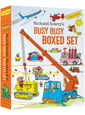 斯凯瑞繁忙的场所系列 4册套装 Richard Scarry's Busy Busy Boxed Set 英文原版启蒙学习认知英语单词绘本 进口书