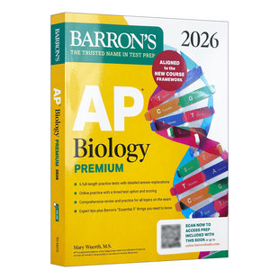 英文原版 AP Biology Premium 2026 巴朗AP生物学高级版 6套题+综合复习+在线练习 英文版 进口英语原版书籍
