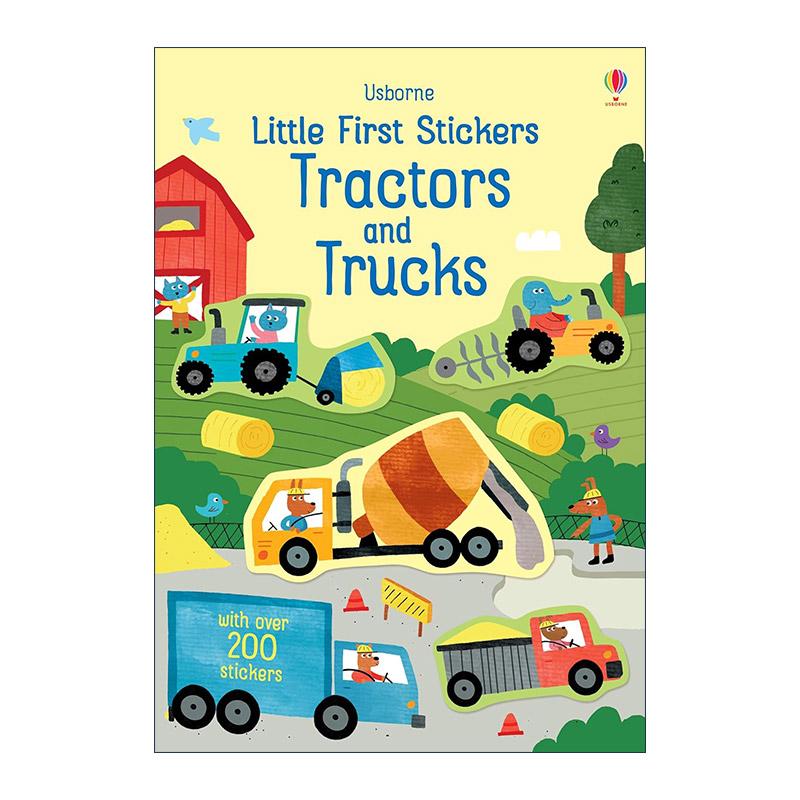 英文原版 Usborne Little First Stickers Tractors and Trucks 拖拉机和卡车 200多张可重复使用贴纸 尤斯伯恩儿童益智游戏英文版