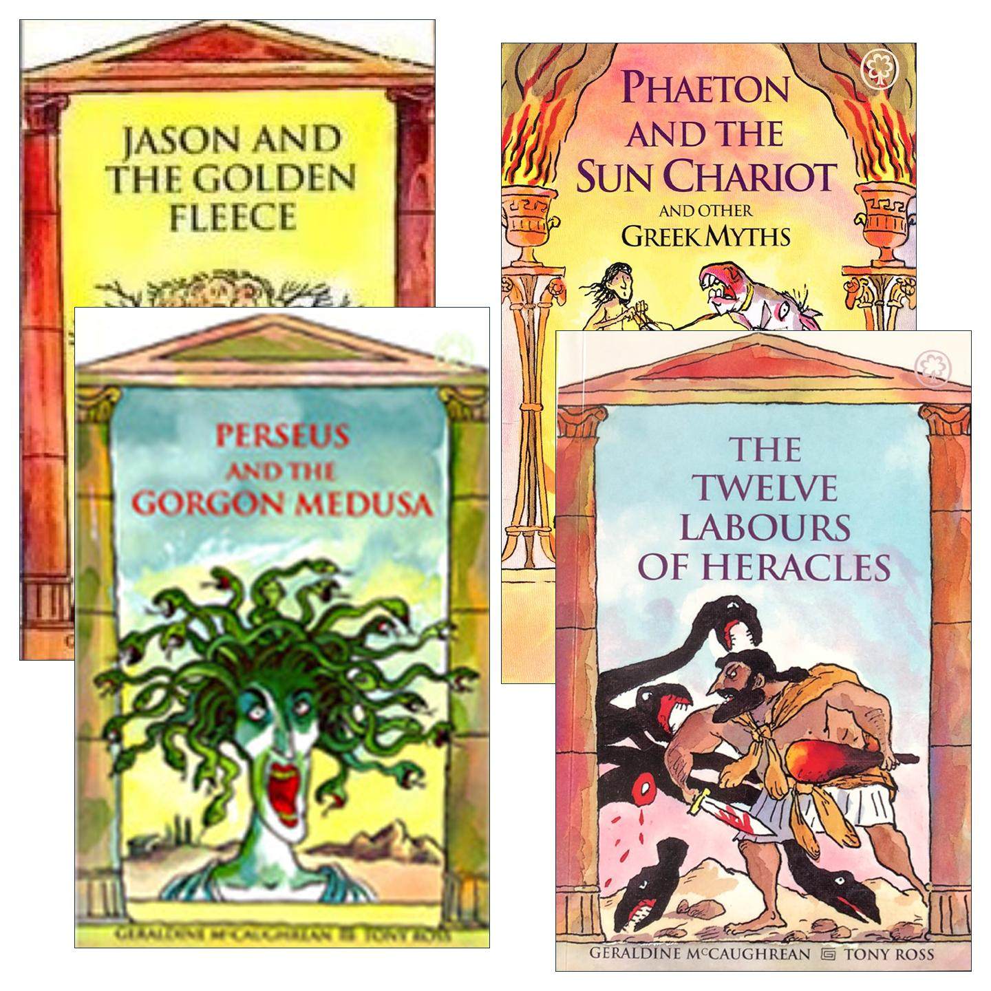 英文原版 Ancient Myths 古希腊罗马神话传说故事4册 伊阿宋和金羊毛/十二试炼/珀尔修斯和蛇发女妖美杜莎/法厄同与太阳车 英文版