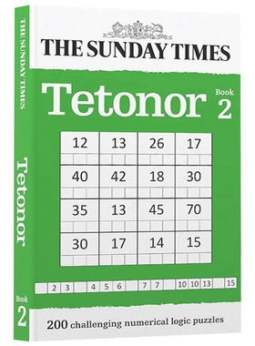 200道具有挑战性的数字逻辑谜题2 The Sunday Times Tetonor Book 2 200 challenging numerical logic puzzles 英文原版进口书