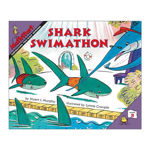 英文原版 Mathstart Level 3 Shark Swimathon 数学启蒙绘本3级 英文版 进口英语原版书籍