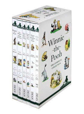 Winnie-The-Pooh 6-Copy B&W Slipcase Set 小熊维尼6册黑白内页盒装 英文原版青少年经典读物小说 进口书籍