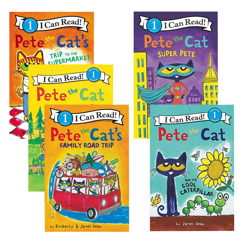 皮特猫系列5本 Pete the Cat I Can Read Level 1 英文原版儿童英语启蒙阅读故事书 进口英语绘本书籍