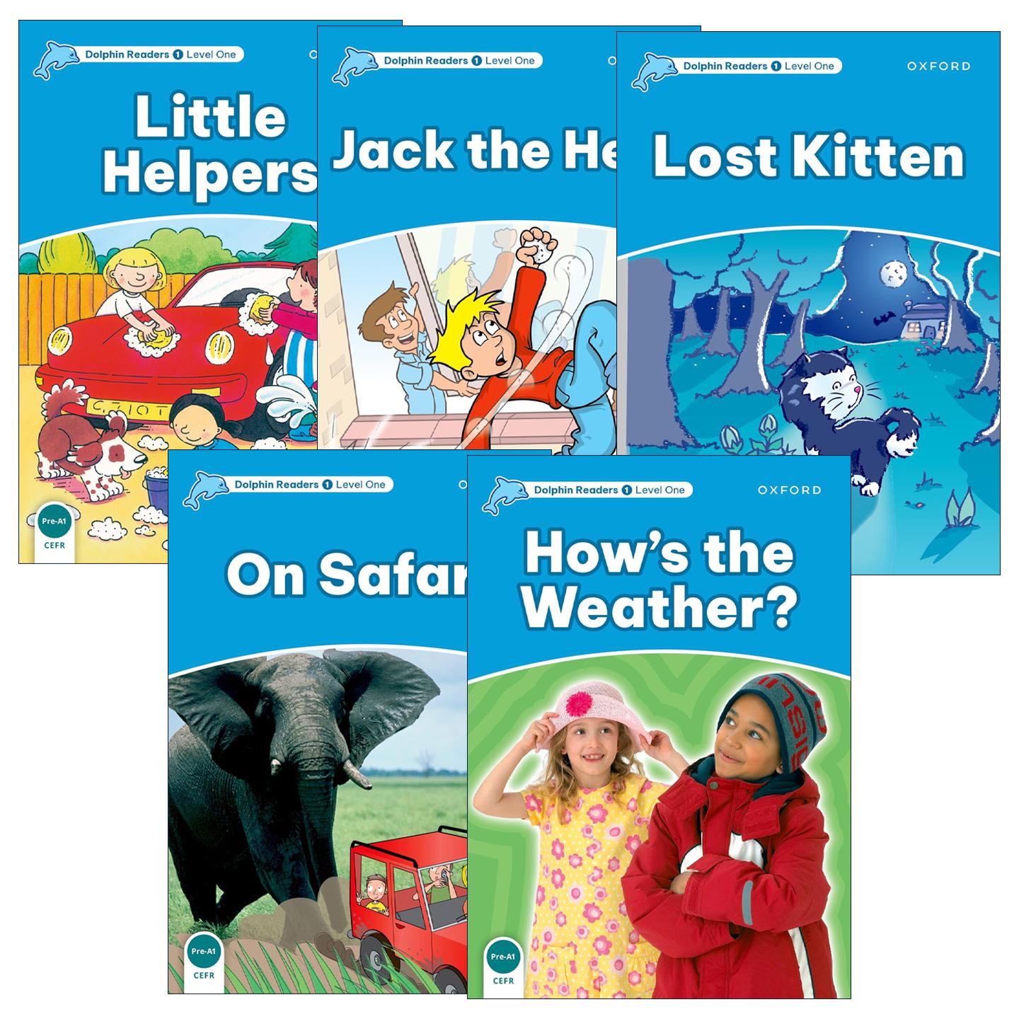 英文原版 Oxford Dolphin Readers Level 1 牛津海豚读物1级别5册 小帮手 迷路的猫咪 牛津小学精读练习读本 英文版 进口原版书籍