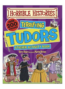 英文原版 Horrible Histories Terrifying Tudors Sticker Activity Book 可怕的历史 都铎王朝贴纸活动书 儿童科普益智游戏书