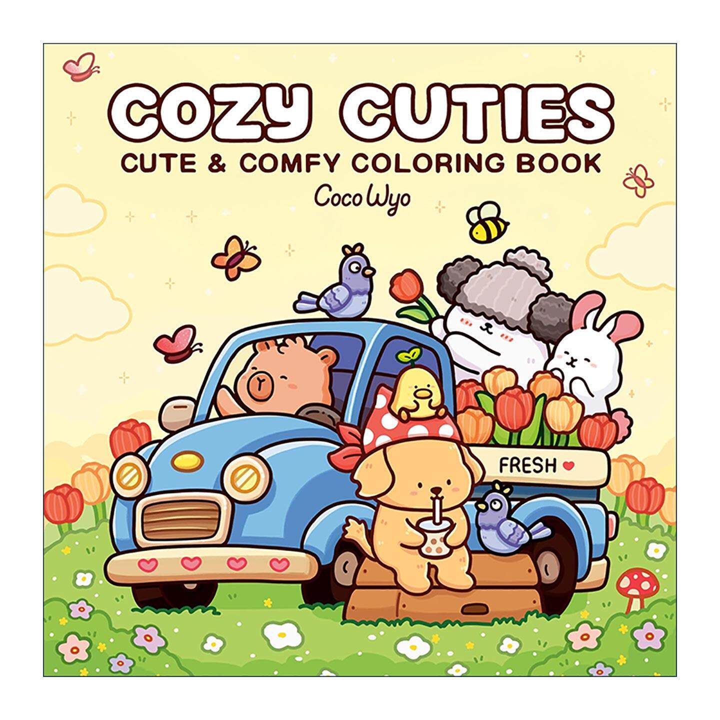 英文原版 Cozy Cuties 舒适的萌宠 适合成人与儿童的填色着色书 英文版 进口英语原版书籍